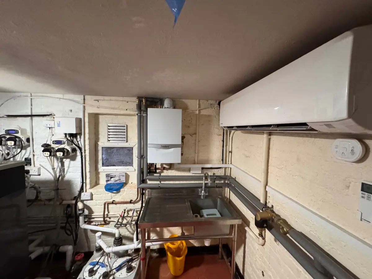 Vaillant boiler installation with insulated pipework